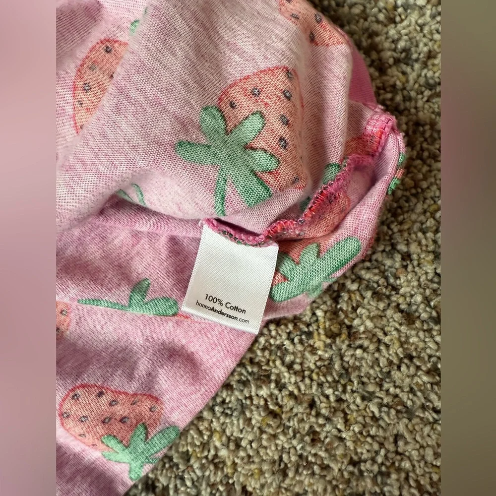 Hanna Andersson Pink Stripes & Strawberry Flare Dress - Size 5 - Picture 5 of 6